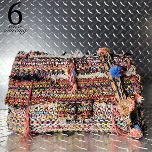 Chanel 2015 Pom Pom Tweed Medium Flap in Multicolor